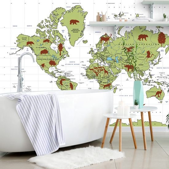 Tapeta mapa světa se symbolickými zvířaty