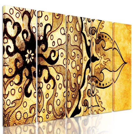 5-dílný obraz sluneční Mandala