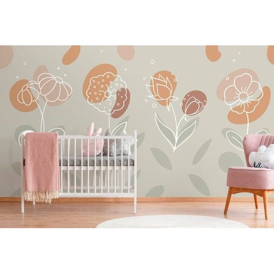 Tapeta jemné květiny na barevném pozadí