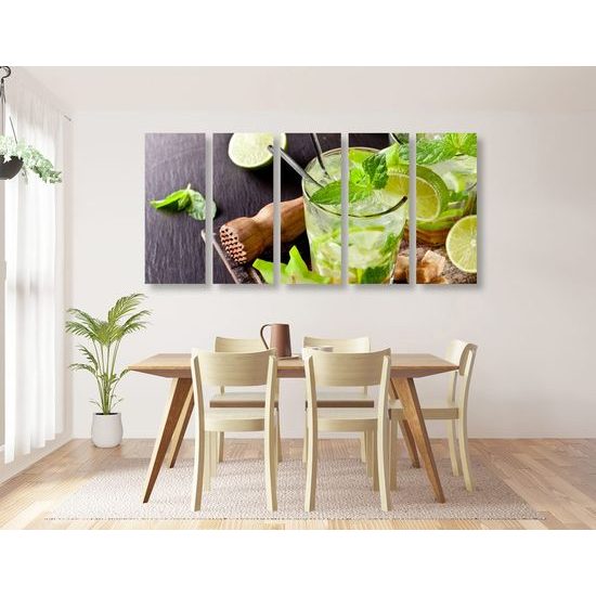 5-dílný obraz příprava chutného Mojita