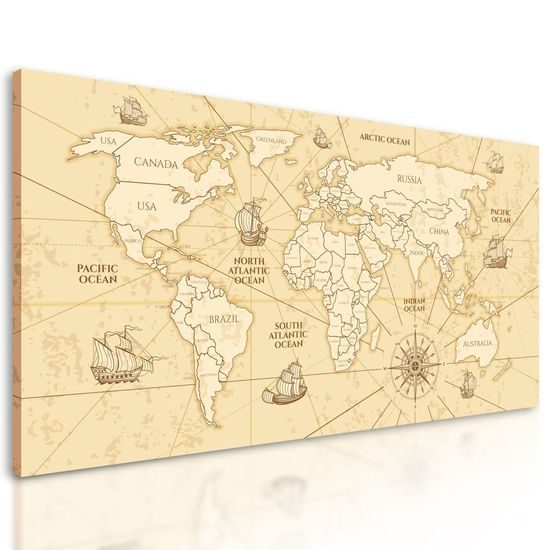 Obraz mapa světa se starými obchodními cestami