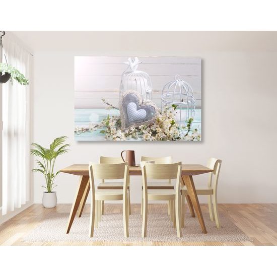 Obraz zátiší se srdíčkem ve vintage stylu