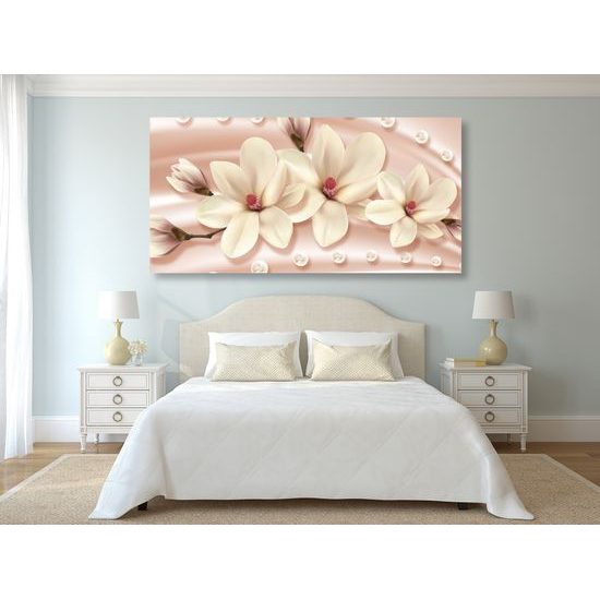 Obraz luxusní květiny na bronzovém pozadí