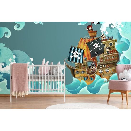Samolepící tapeta pirátska loď na vlnách