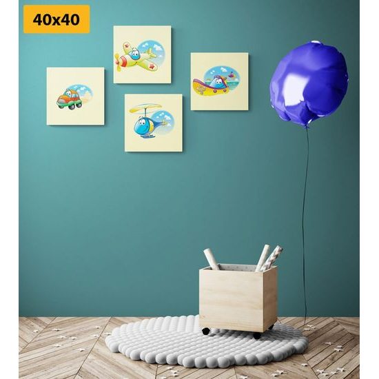 Set obrazů pohádkové dopravní prostředky