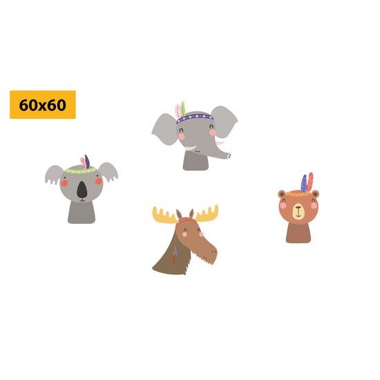 Set obrazů kreslená zvířátka