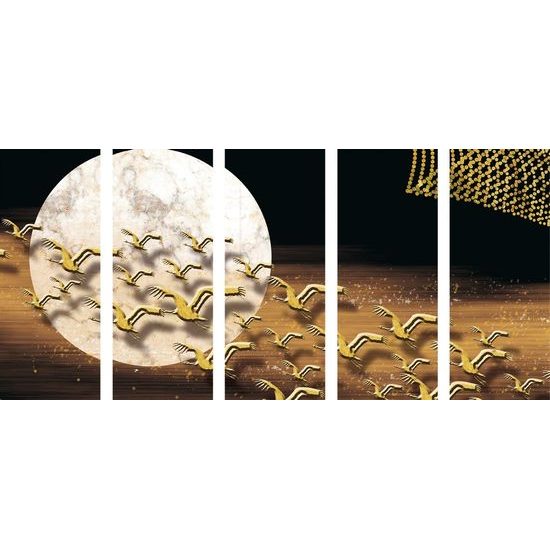 5-dílný obraz abstrakce noční oblohy