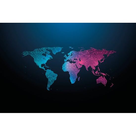 Tapeta mapa světa s nádherným neonovým detailem