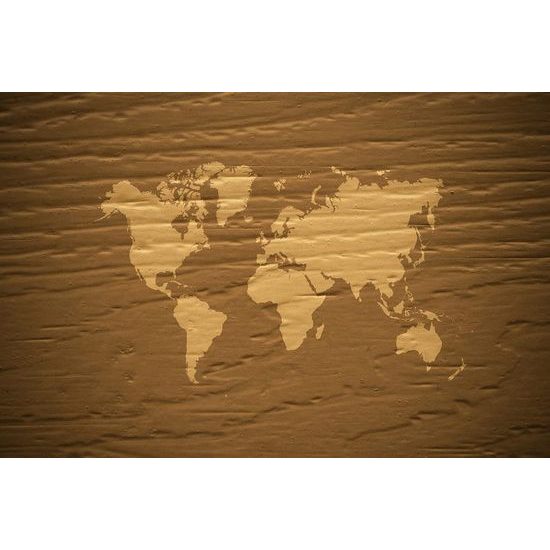 Samolepící tapeta hnědá mapa na dřevěném pozadí