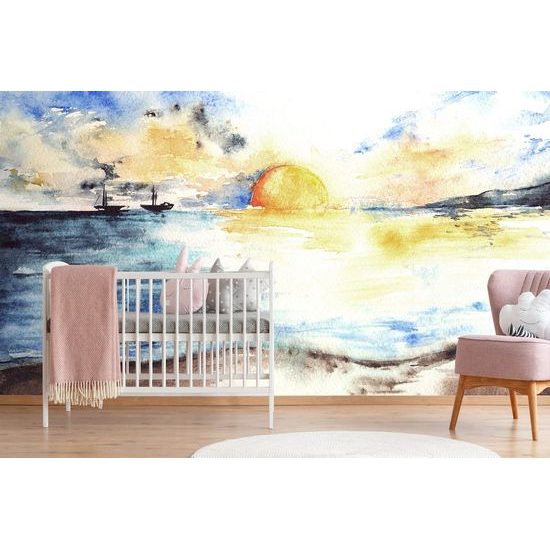 Samolepící tapeta malba západu slunce nad mořem