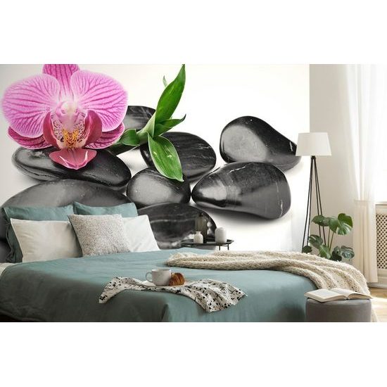 Samolepící fototapeta zátiší z masážních lávových kamenů