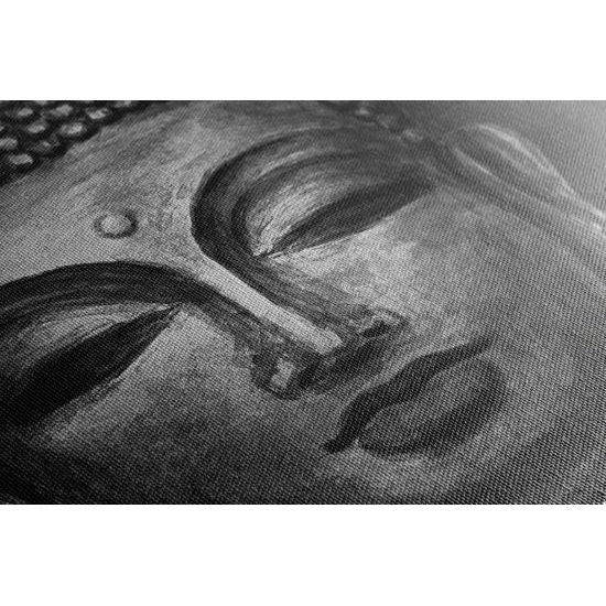 Obraz meditující Buddha v černobílém provedení