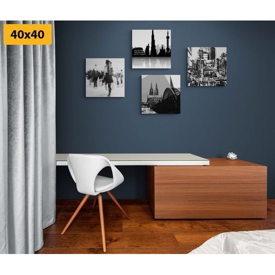 Set obrazů ruch velkoměsta v černobílém provedení