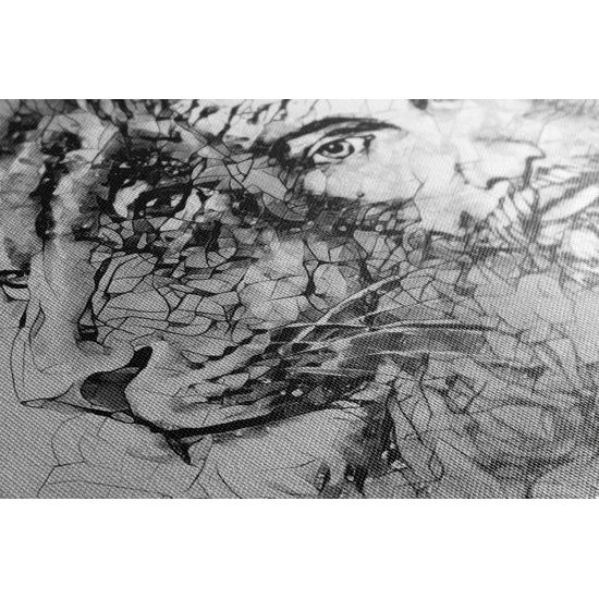 Obraz Ježíš s králem zvířat v černobílém provedení