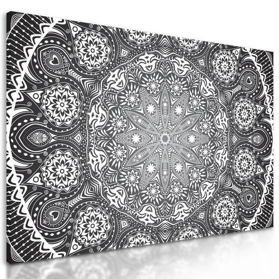 Obraz černobílá luxusní Mandala