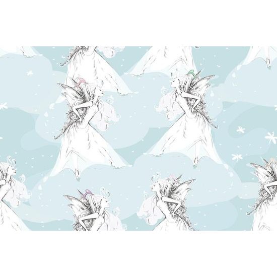 Tapeta okouzlující víla v modrém provedení