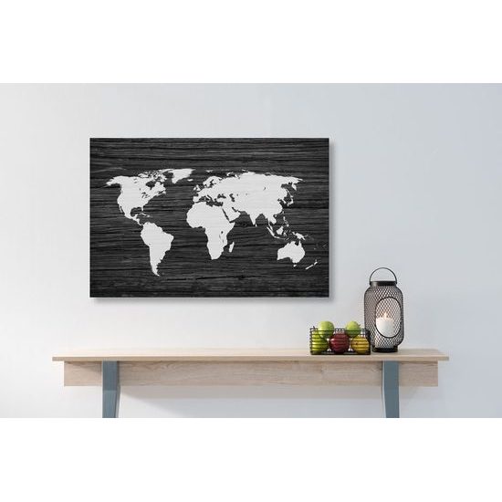 Obraz černobílá mapa světa v moderním provedení