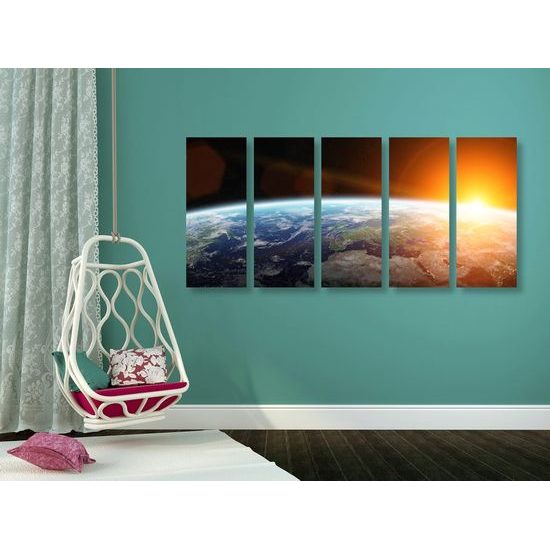 5-dílný obraz pohled na planetu Zemi z vesmírné stanice