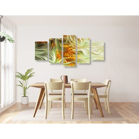 5-dílný obraz výjimečný rakytník v abstraktním provedení