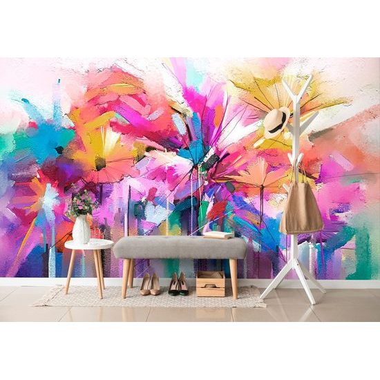 Samolepící tapeta abstrakce pestrobarevných květin
