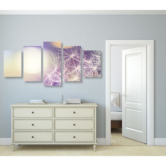 5-dílný obraz krása rozkvetlé pampelišky