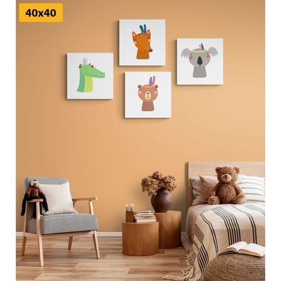 Set obrazů milá zvířátka s peříčky
