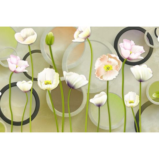 Obraz květiny bílého máku s abstraktním pozadím