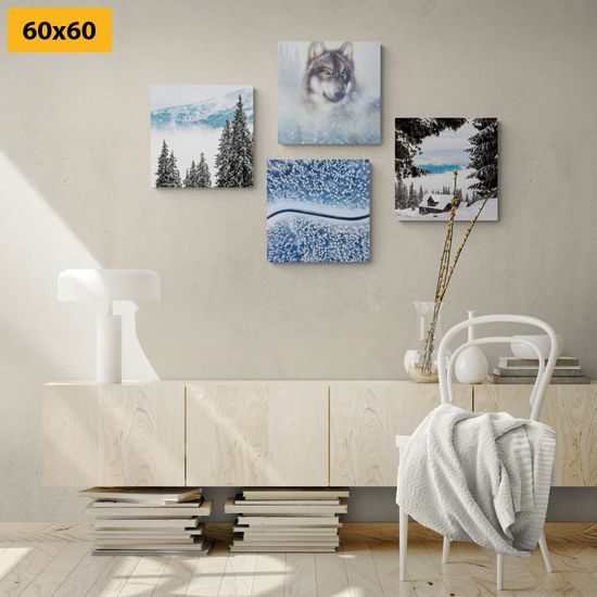 Set obrazů zákoutí zimní krajiny