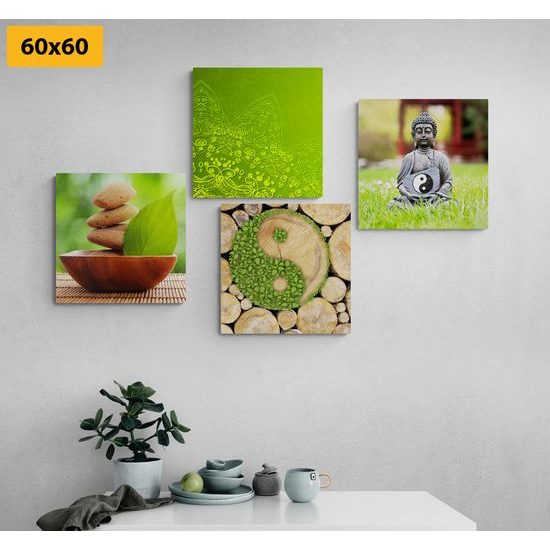 Set obrazů Feng Shui v zeleném provedení