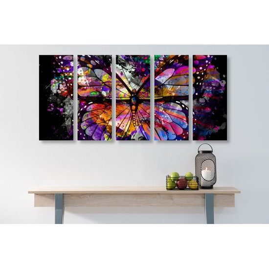 5-dílný obraz krásný abstraktní motýl