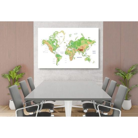 Obraz na korku mapa světa na bílém pozadí