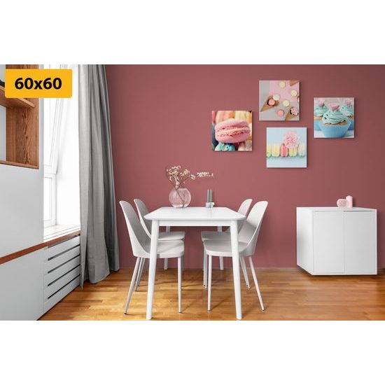 Set obrazů pastelové zákusky