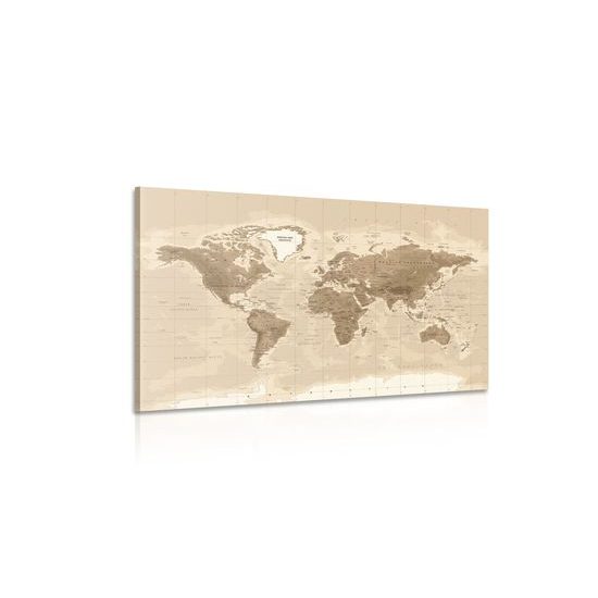 Obraz mapa světa ve vintage provedení