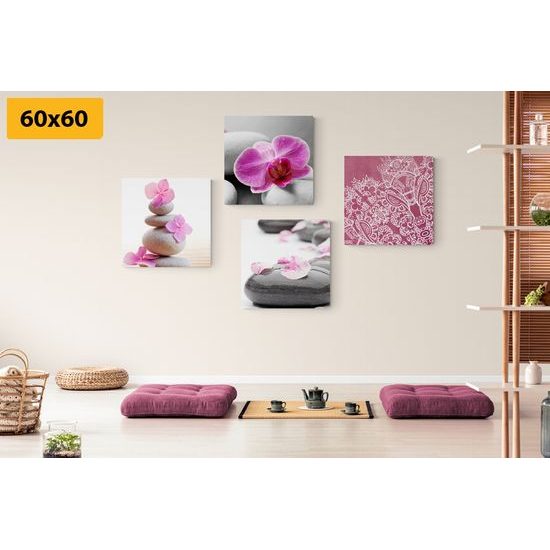 Set obrazů orchidej na pravidelných kamenech