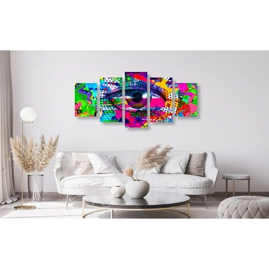 5-dílný obraz pop-art abstrakce oka