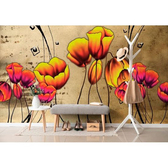 Tapeta etno květiny vlčího máku