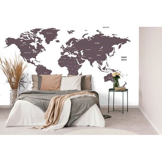 Samolepící tapeta jednoduchá mapa světa v hnědém provedení