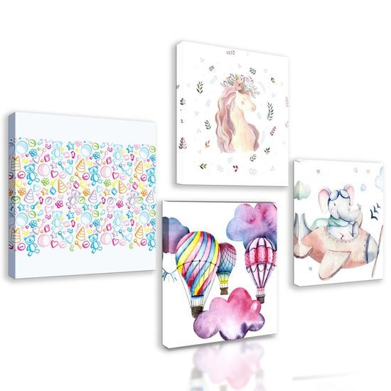 Set obrazů na dobrou noc v krásných pastelových barvách