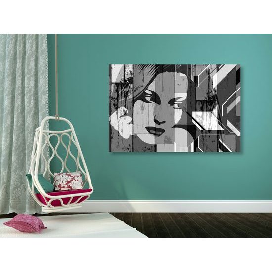 Obraz černobílá krása ženy v pop art stylu