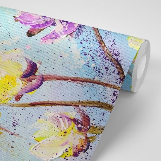 Tapeta jedinečné fialové a žluté květy