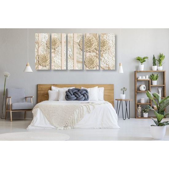 5-dílný obraz květiny gerbery