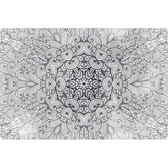 Tapeta obraz umělecká Mandala v černobílém provedení