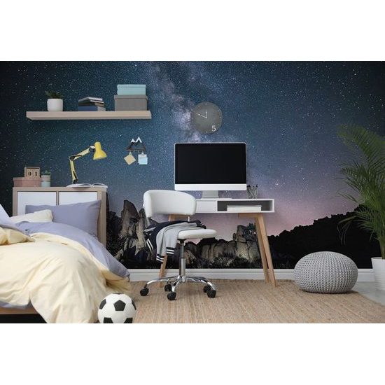 Samolepící tapeta mléčná dráha nad skalami