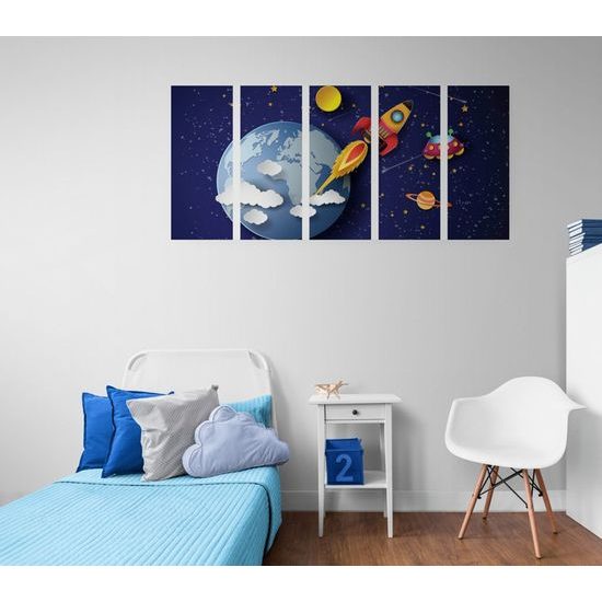 5-dílný obraz vesmírná výprava