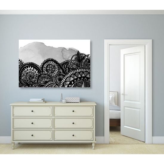 Obraz zajímavá černobílá Mandala