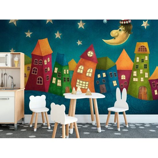 Tapeta měsíček hlídající pohádkové město