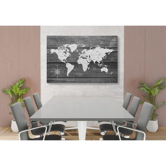 Obraz mapa s dřevěnou strukturou