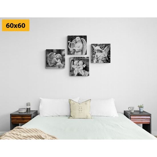 Set obrazů vševědoucí anděl v černobílém provedení