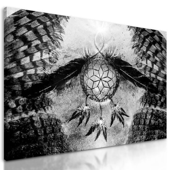 Obraz abstraktní lapač snů v černobílém provedení