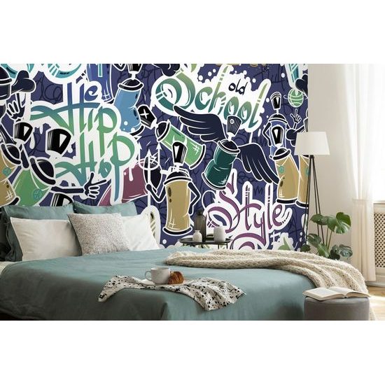 Tapeta moderní street art v fialovém provedení